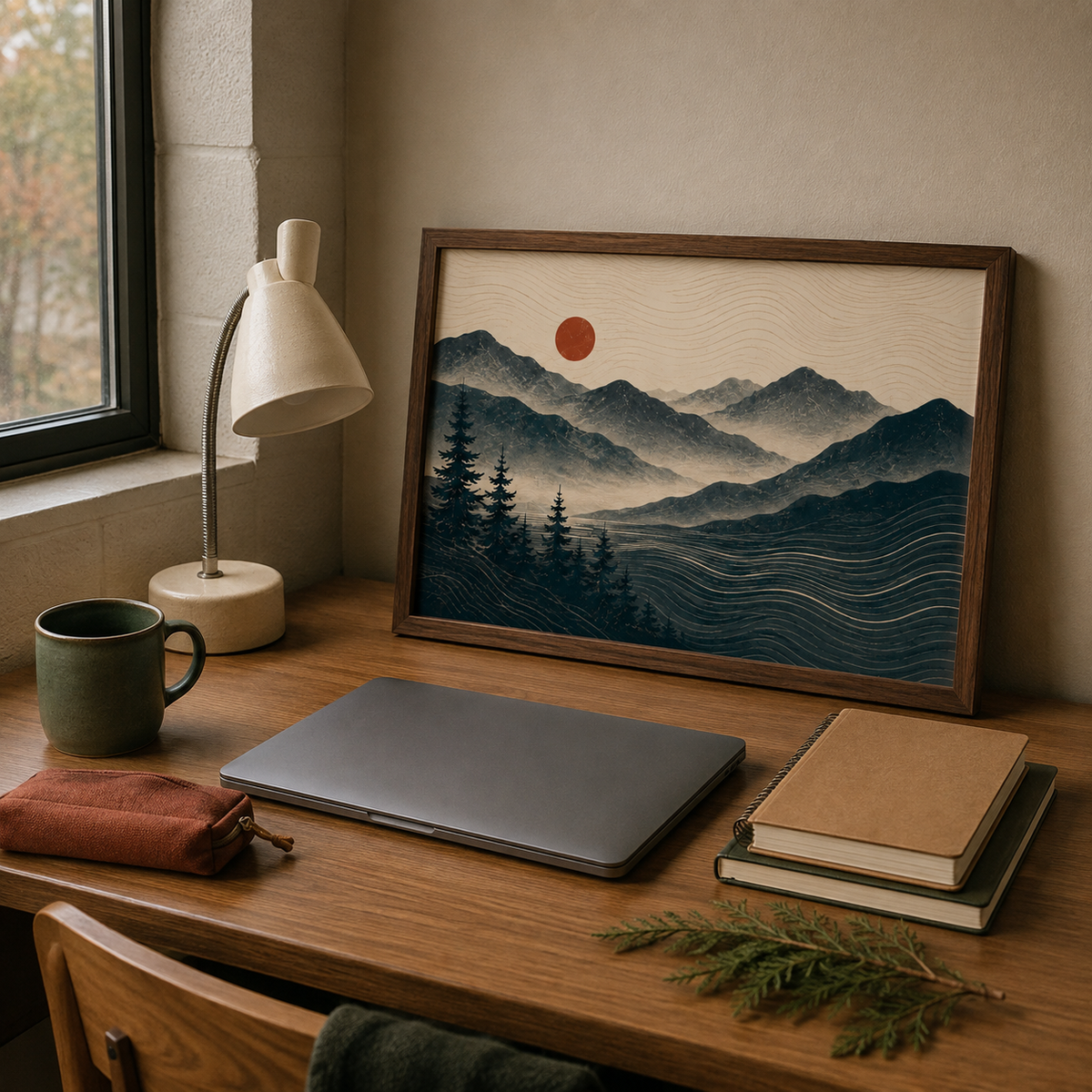 Minimalist Mountain Sunset Art Print