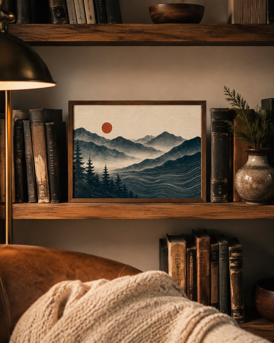 Minimalist Mountain Sunset Art Print