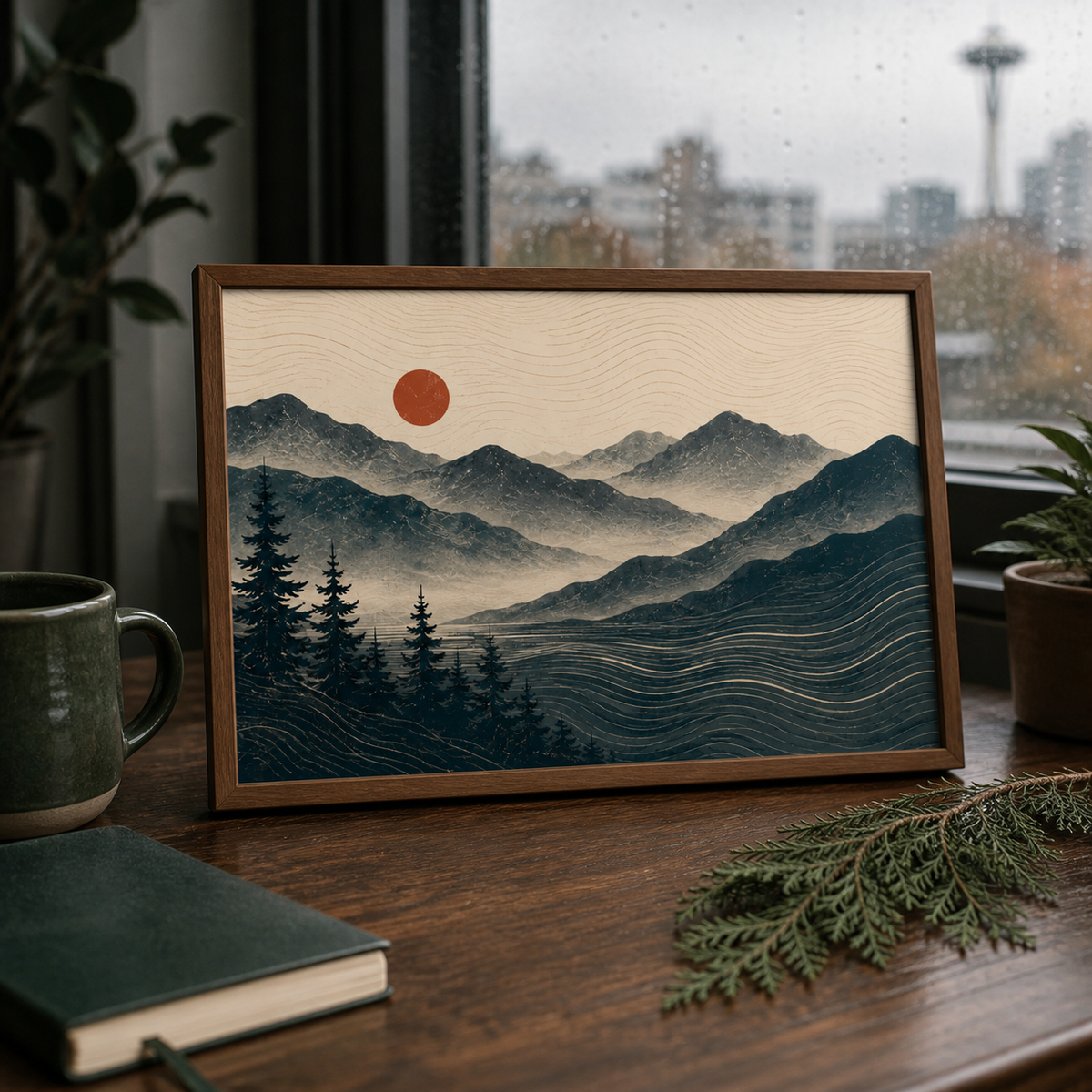 Minimalist Mountain Sunset Art Print