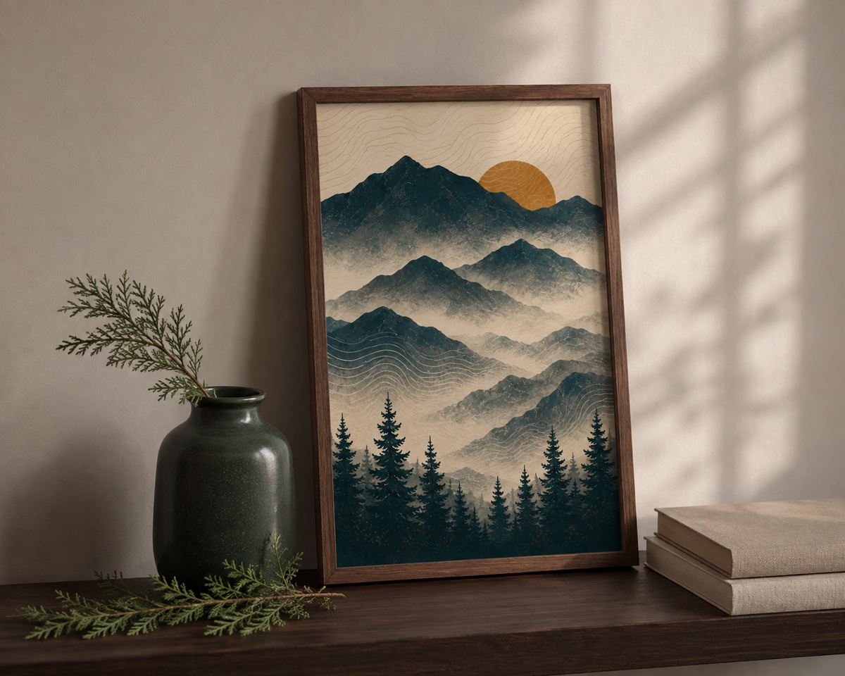 Sunset Mountain Boho Art Print