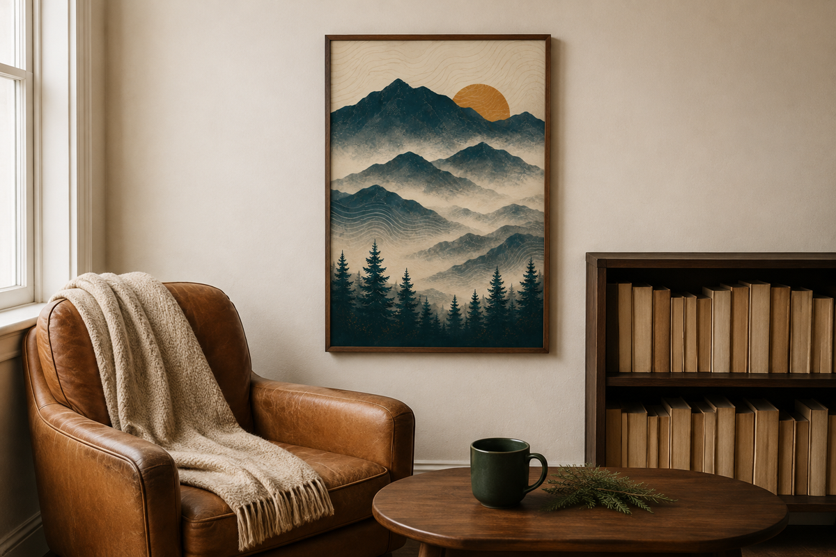 Sunset Mountain Boho Art Print