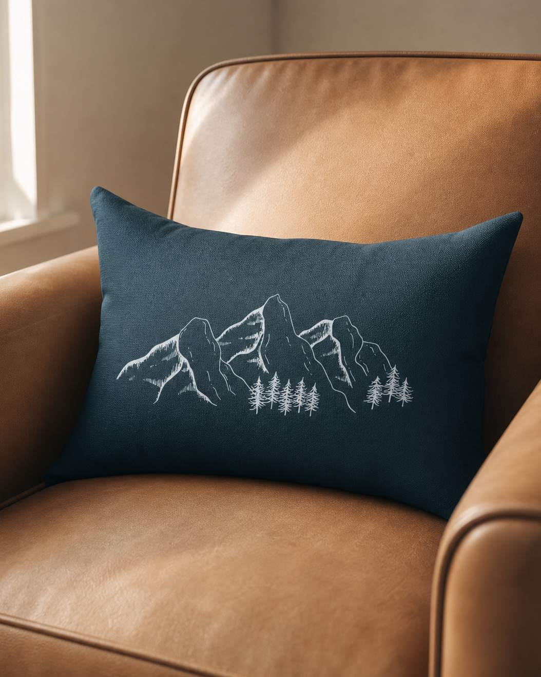 Mountain Range Green Lumbar Pillow