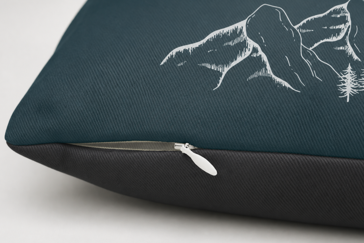 Mountain Range Green Lumbar Pillow