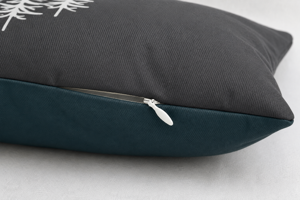 Grey Pine Tree Lumbar Pillow