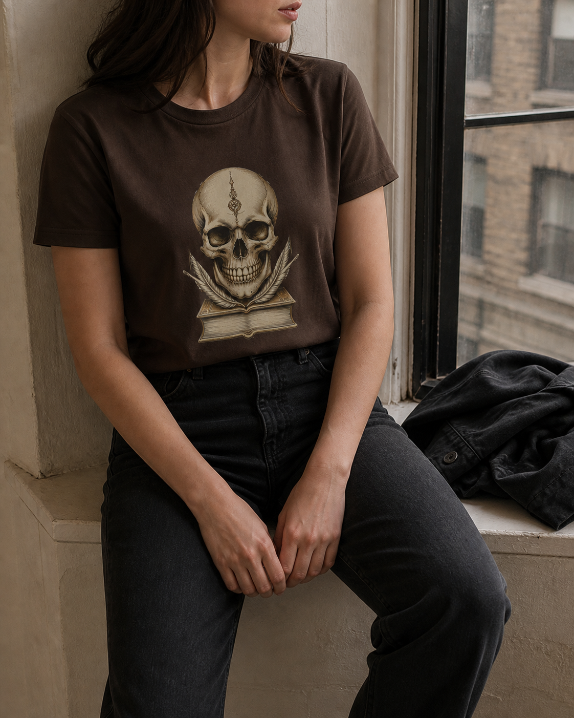 Midnight Scholar Dark Academia Graphic Skull Shirt