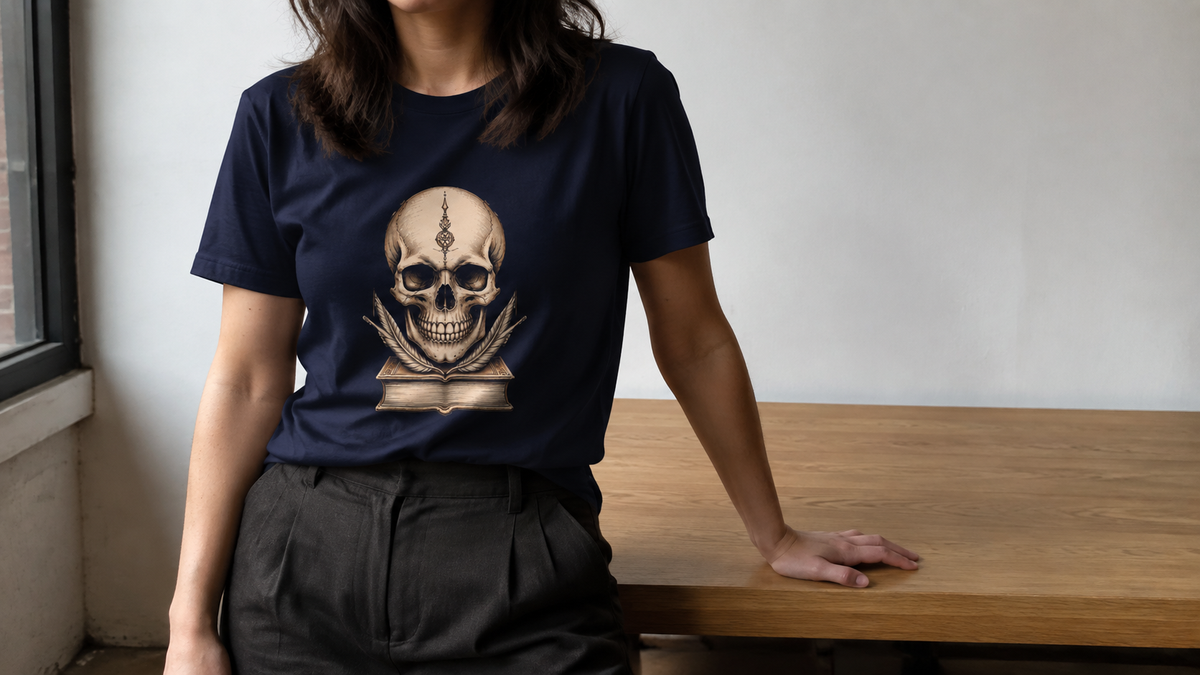 Midnight Scholar Dark Academia Graphic Skull Shirt