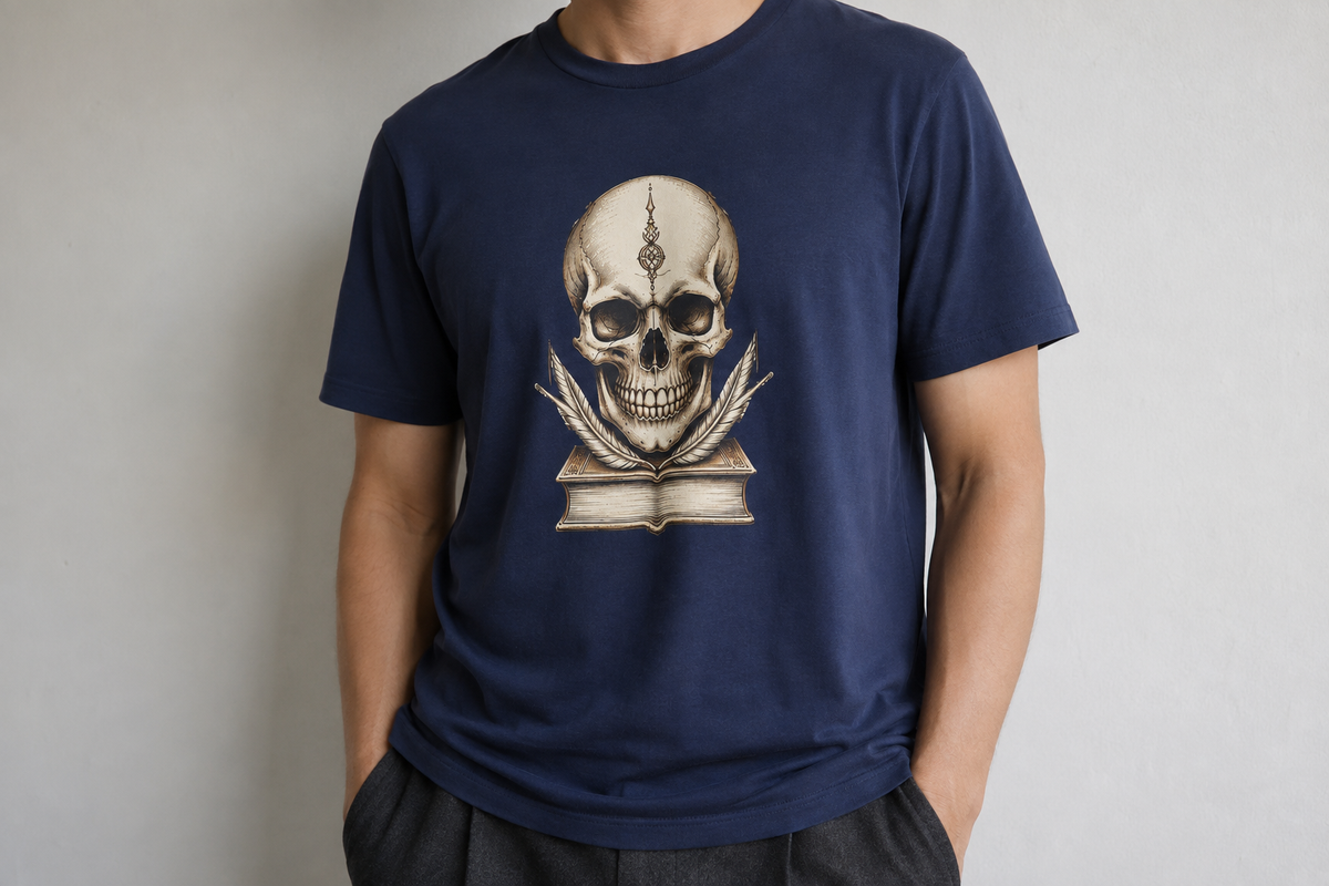 Midnight Scholar Dark Academia Graphic Skull Shirt