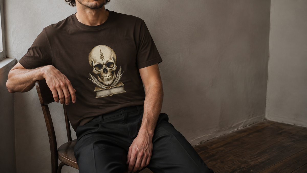 Midnight Scholar Dark Academia Graphic Skull Shirt