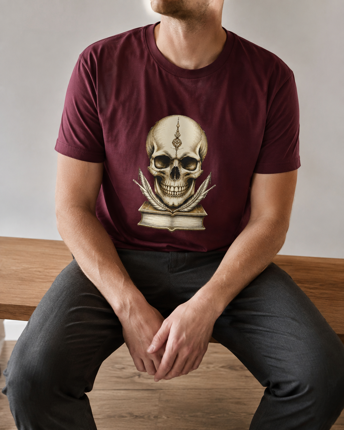 Midnight Scholar Dark Academia Graphic Skull Shirt