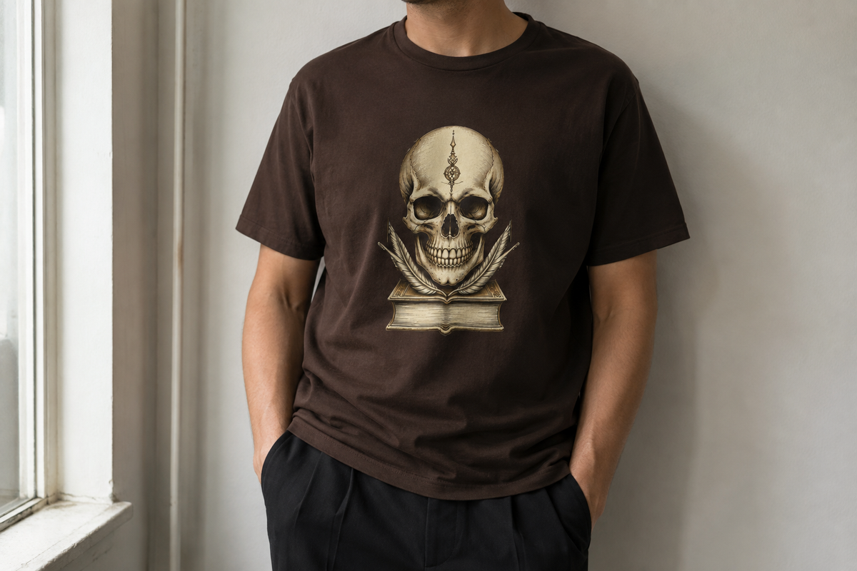 Midnight Scholar Dark Academia Graphic Skull Shirt
