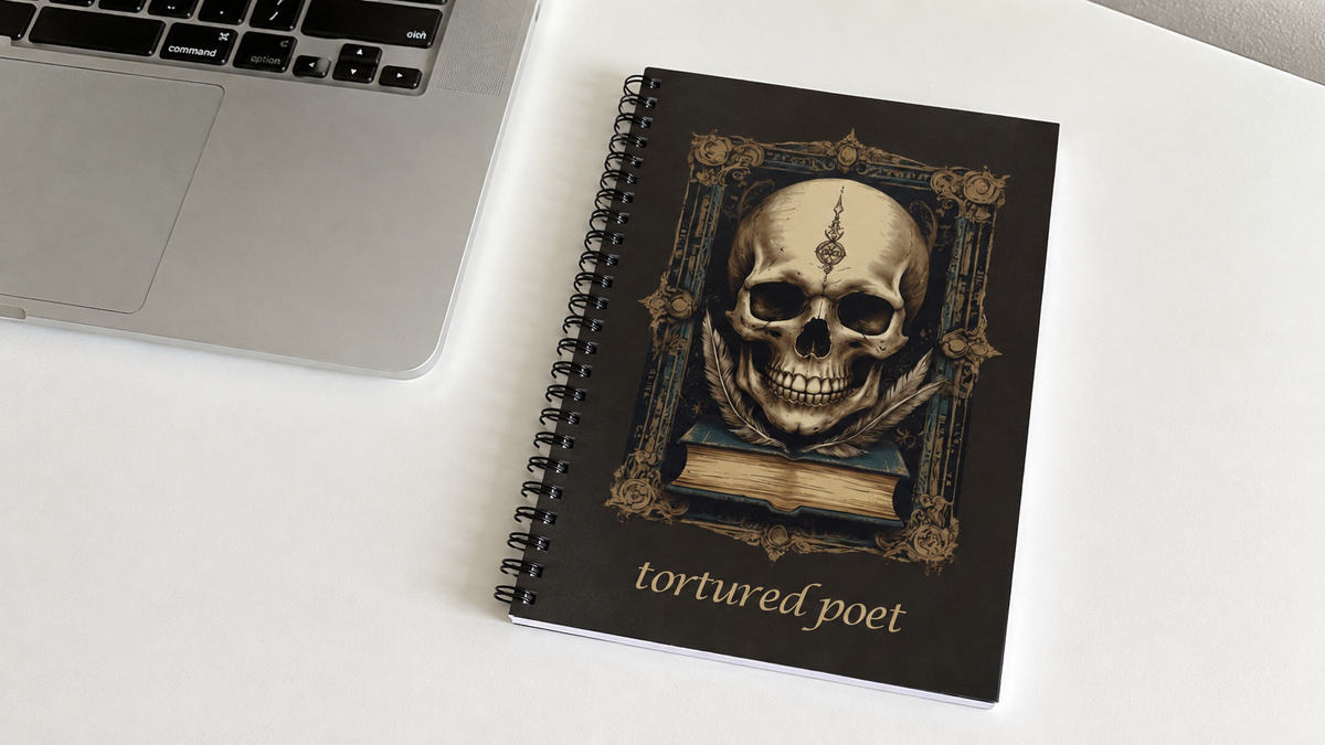 Dark Academia Tortured Poet Skull Journal