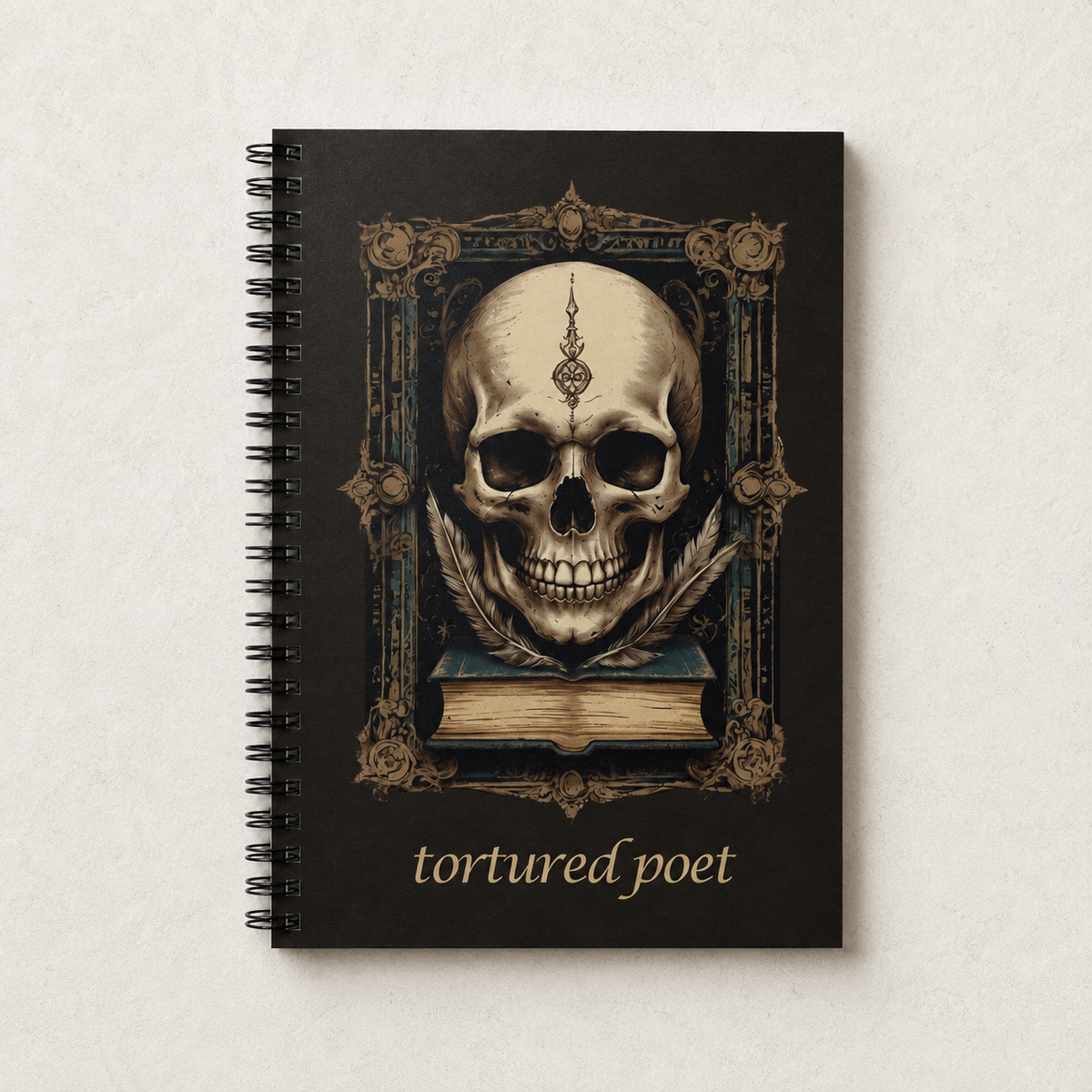 Dark Academia Tortured Poet Skull Journal