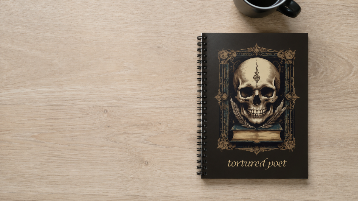 Dark Academia Tortured Poet Skull Journal