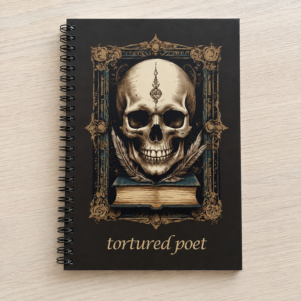 Dark Academia Tortured Poet Skull Journal
