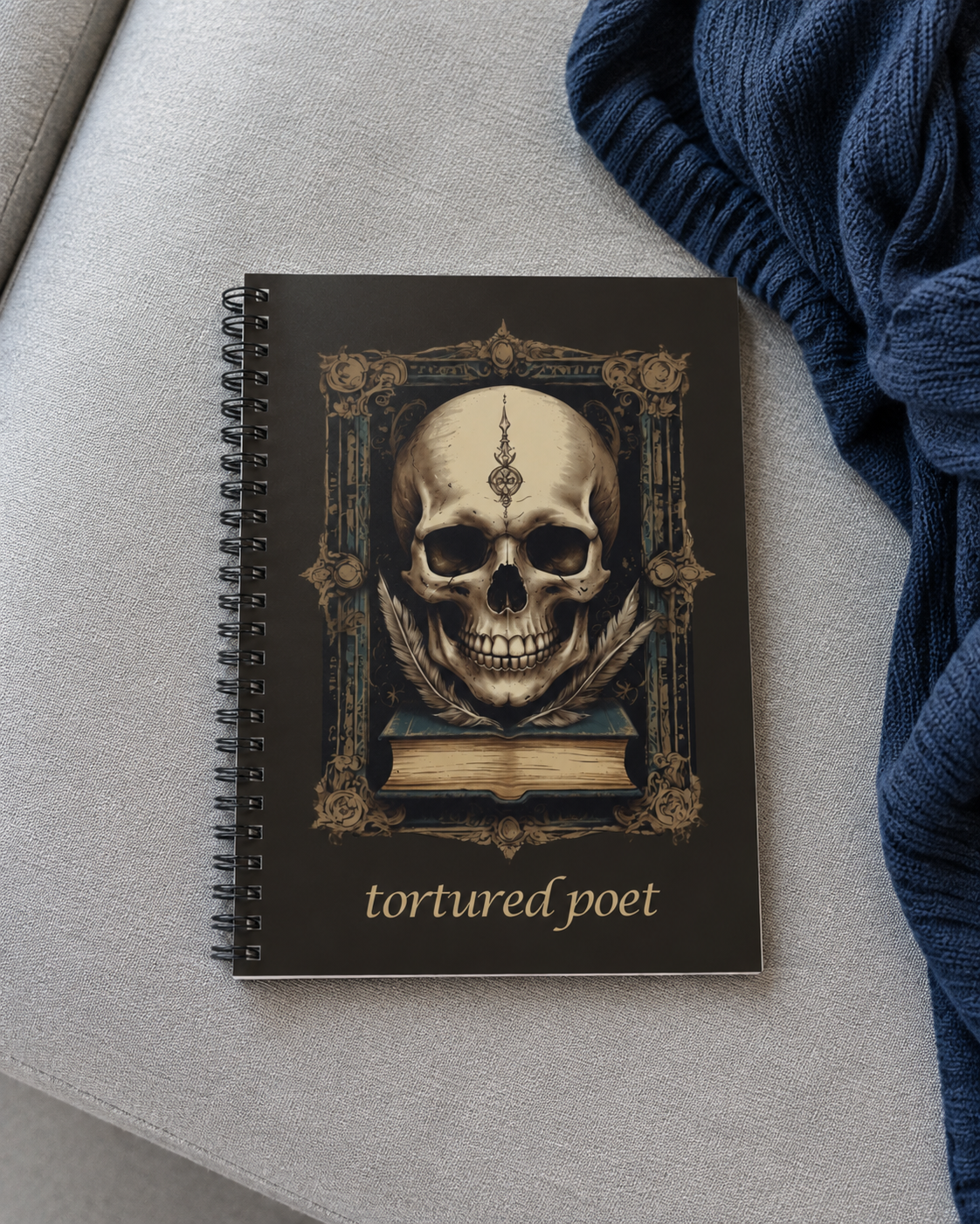 Dark Academia Tortured Poet Skull Journal