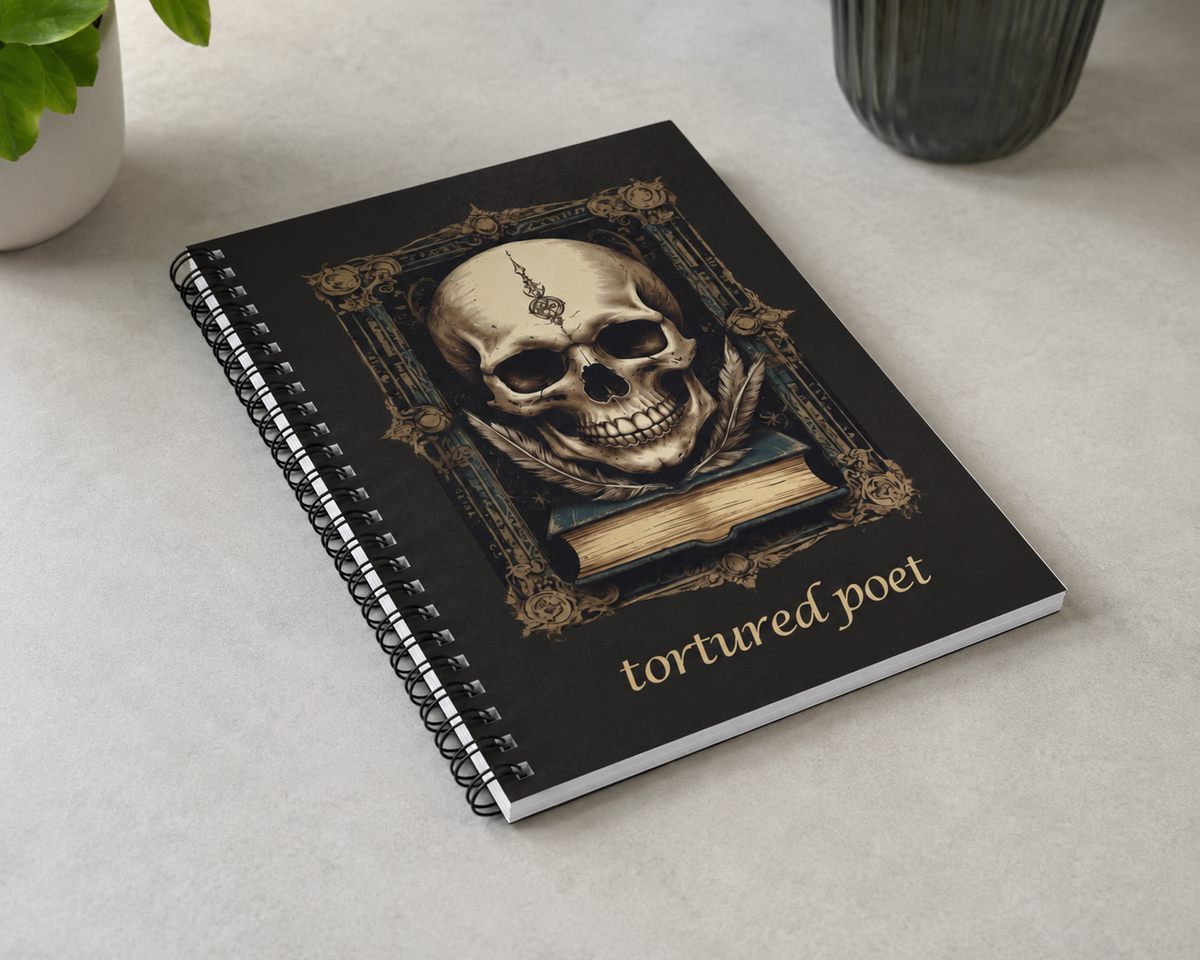 Dark Academia Tortured Poet Skull Journal