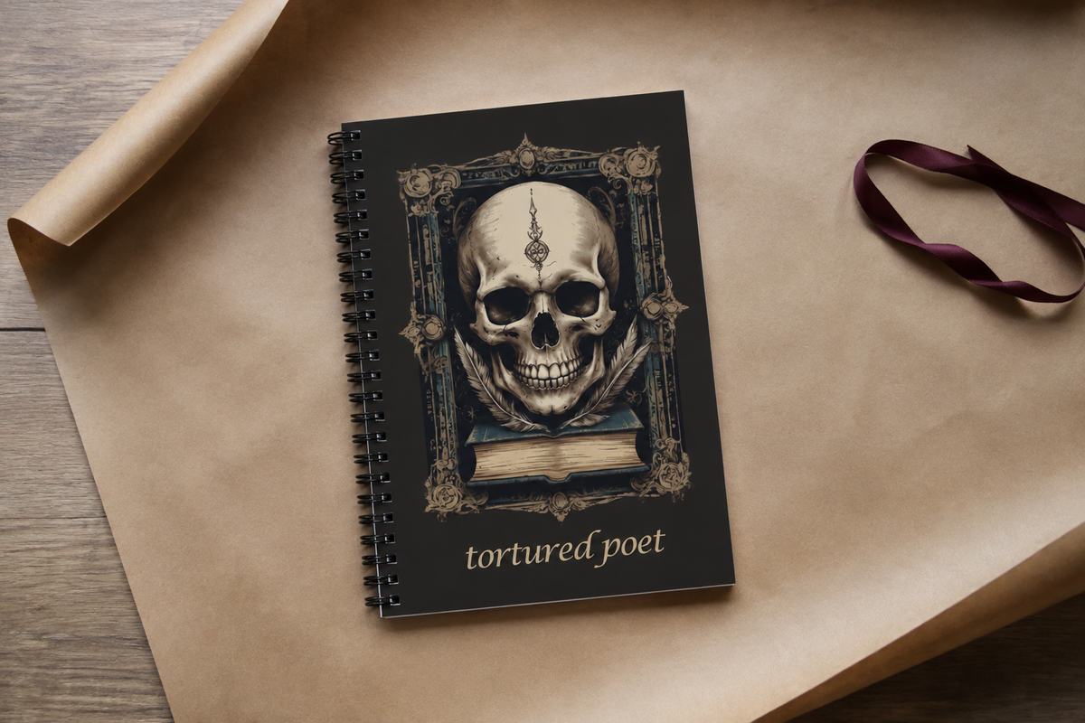Dark Academia Tortured Poet Skull Journal