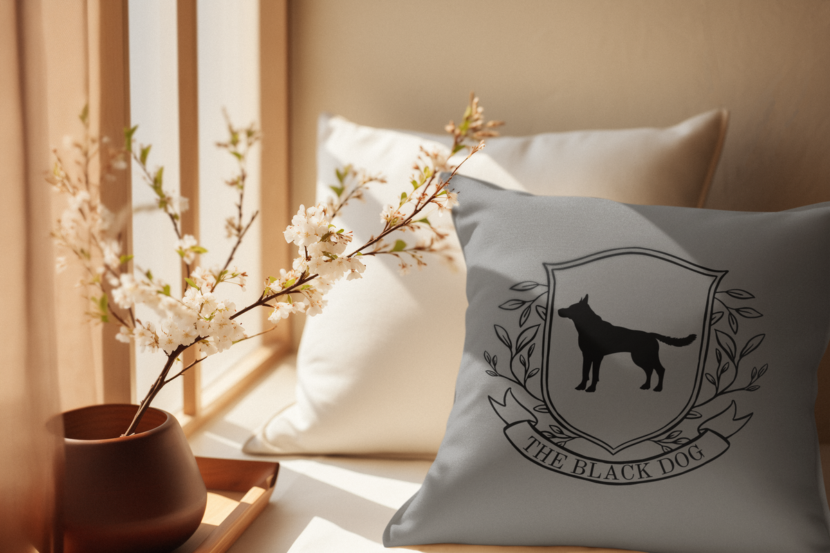 Black Dog London Throw Pillow
