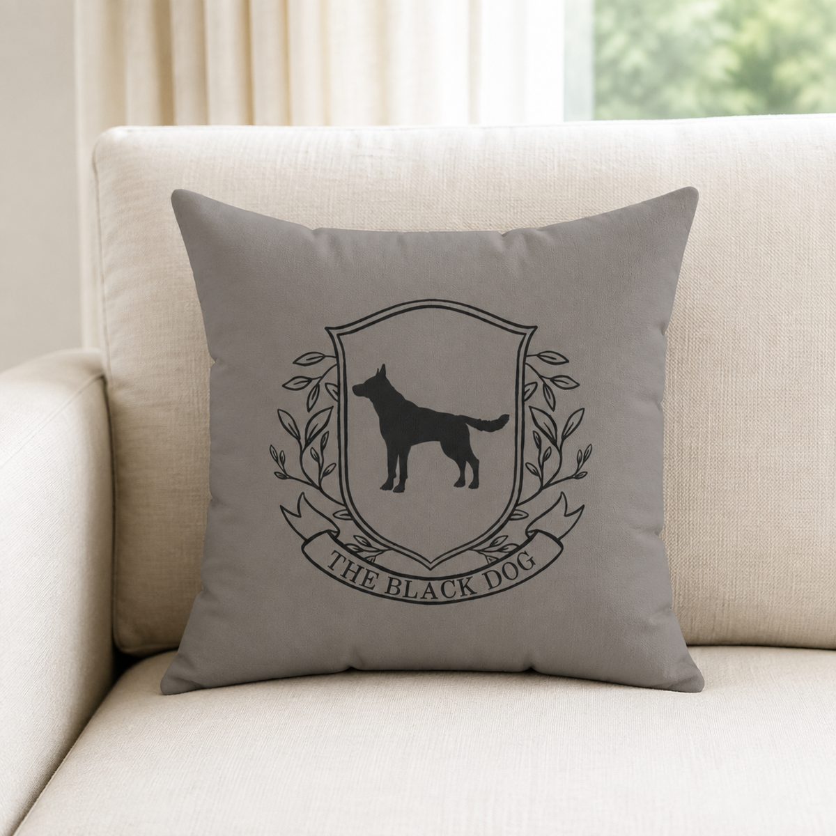 Black Dog London Throw Pillow