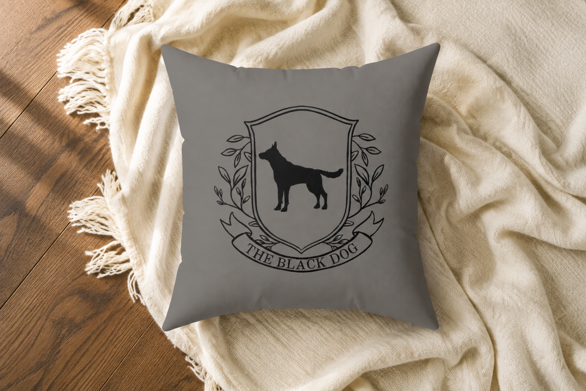 Black Dog London Throw Pillow