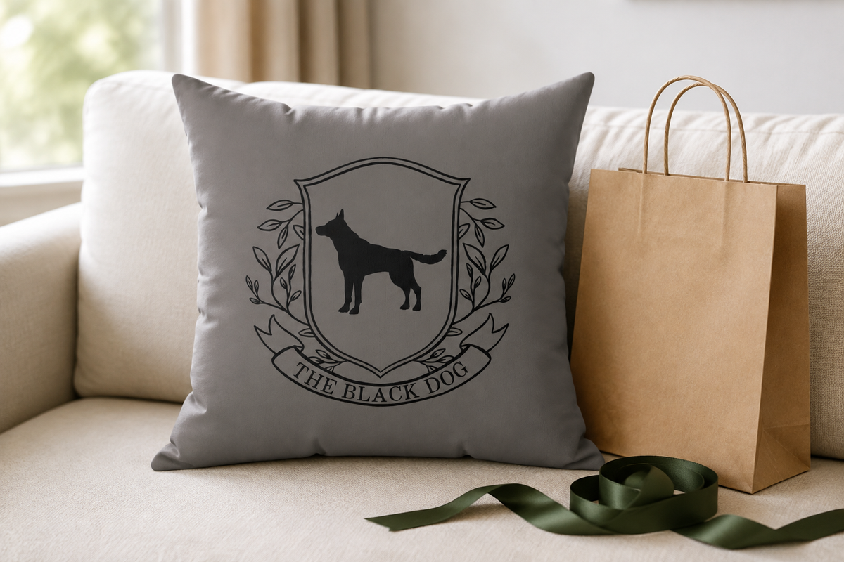 Black Dog London Throw Pillow