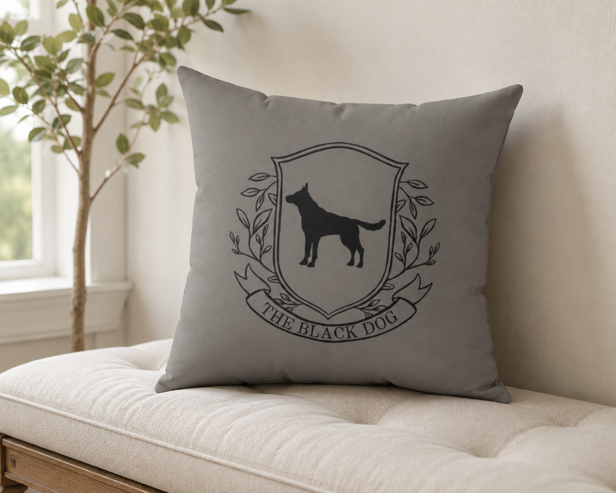 Black Dog London Throw Pillow