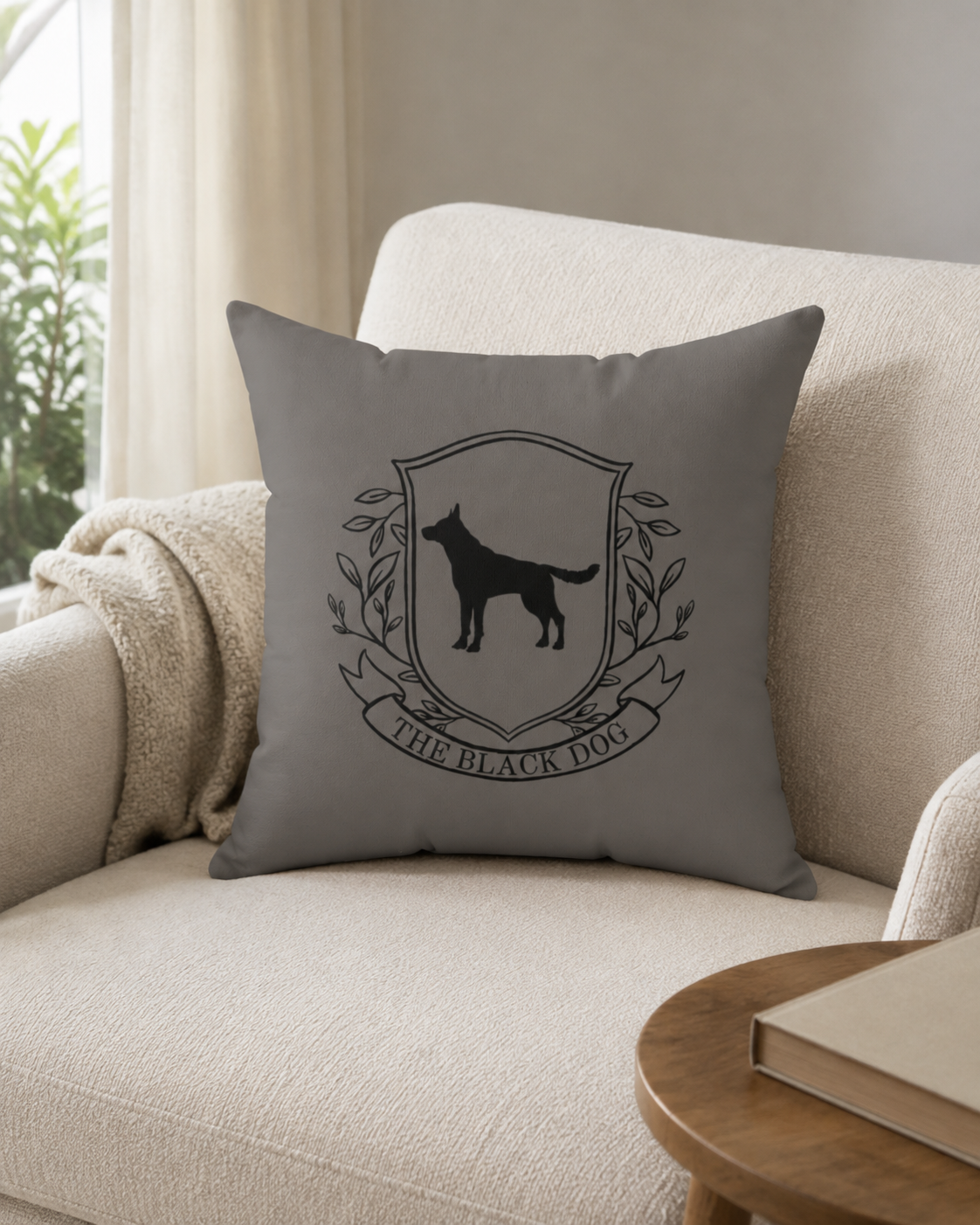 Black Dog London Throw Pillow