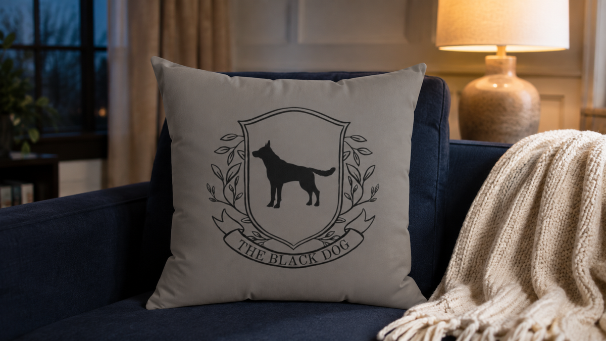 Black Dog London Throw Pillow
