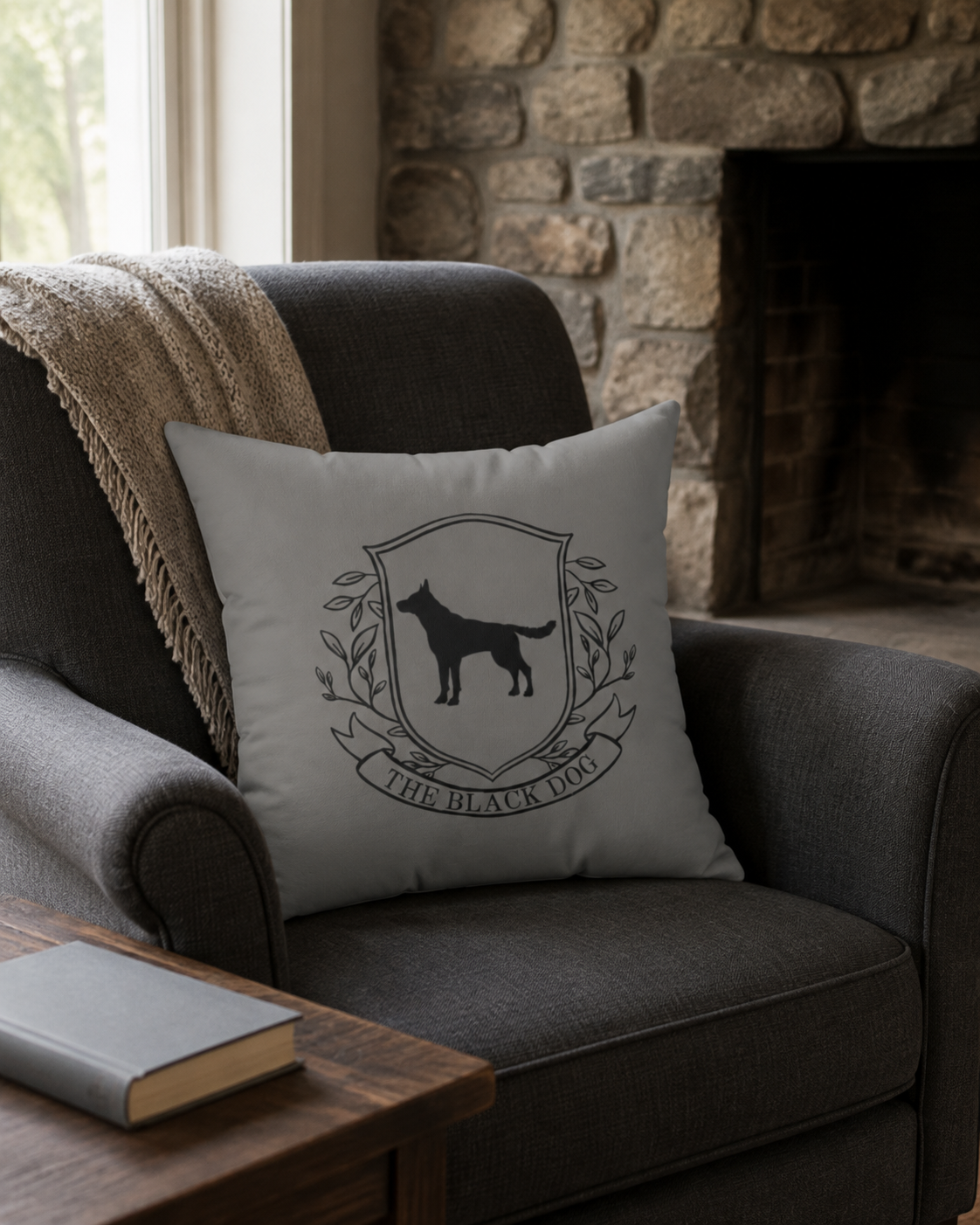 Black Dog London Throw Pillow