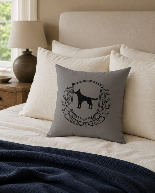 Black Dog London Throw Pillow