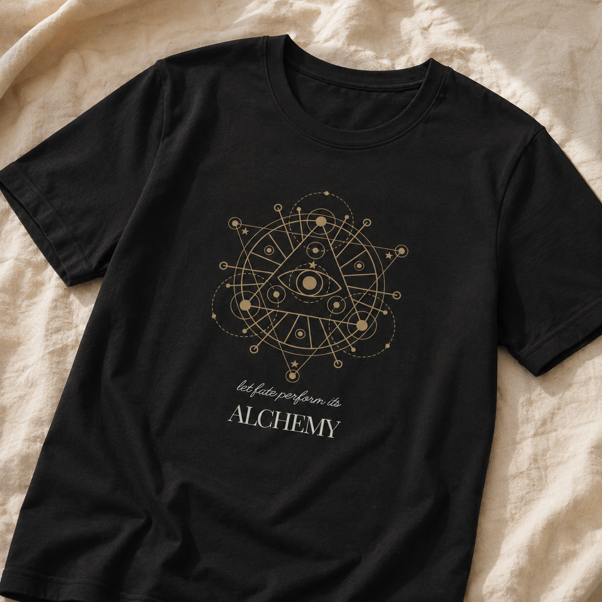 Alchemy Graphic T-Shirt, Celestial Eye and Stars Tee, Dark Academia Witchy Shirt