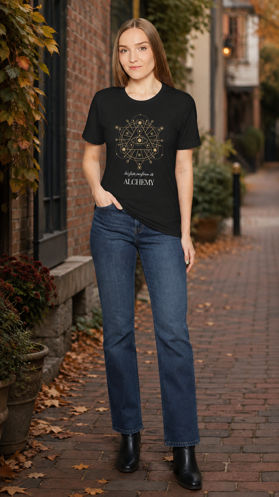 Alchemy Graphic T-Shirt, Celestial Eye and Stars Tee, Dark Academia Witchy Shirt