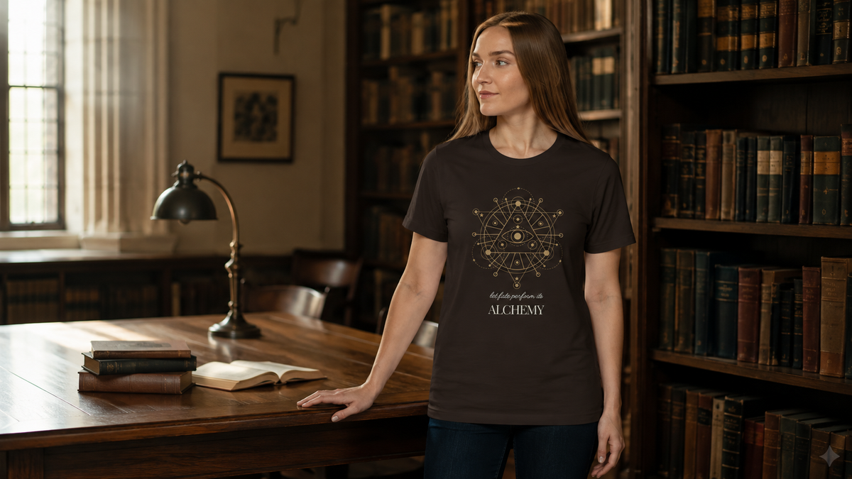 Alchemy Graphic T-Shirt, Celestial Eye and Stars Tee, Dark Academia Witchy Shirt