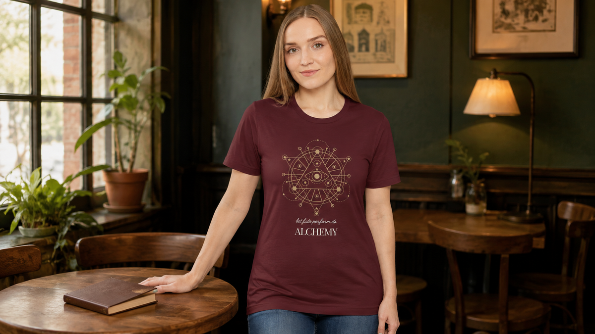 Alchemy Graphic T-Shirt, Celestial Eye and Stars Tee, Dark Academia Witchy Shirt