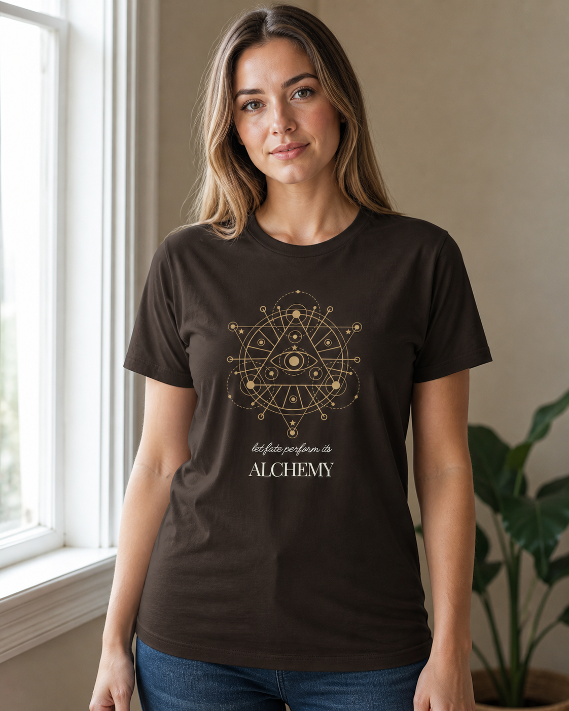 Alchemy Graphic T-Shirt, Celestial Eye and Stars Tee, Dark Academia Witchy Shirt
