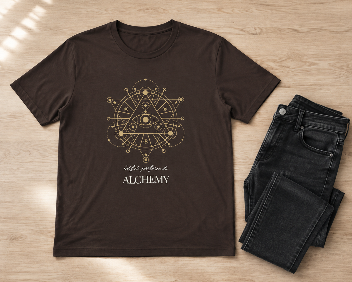 Alchemy Graphic T-Shirt, Celestial Eye and Stars Tee, Dark Academia Witchy Shirt
