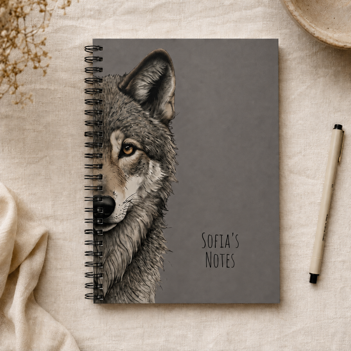Personalized Grey Wolf Journal