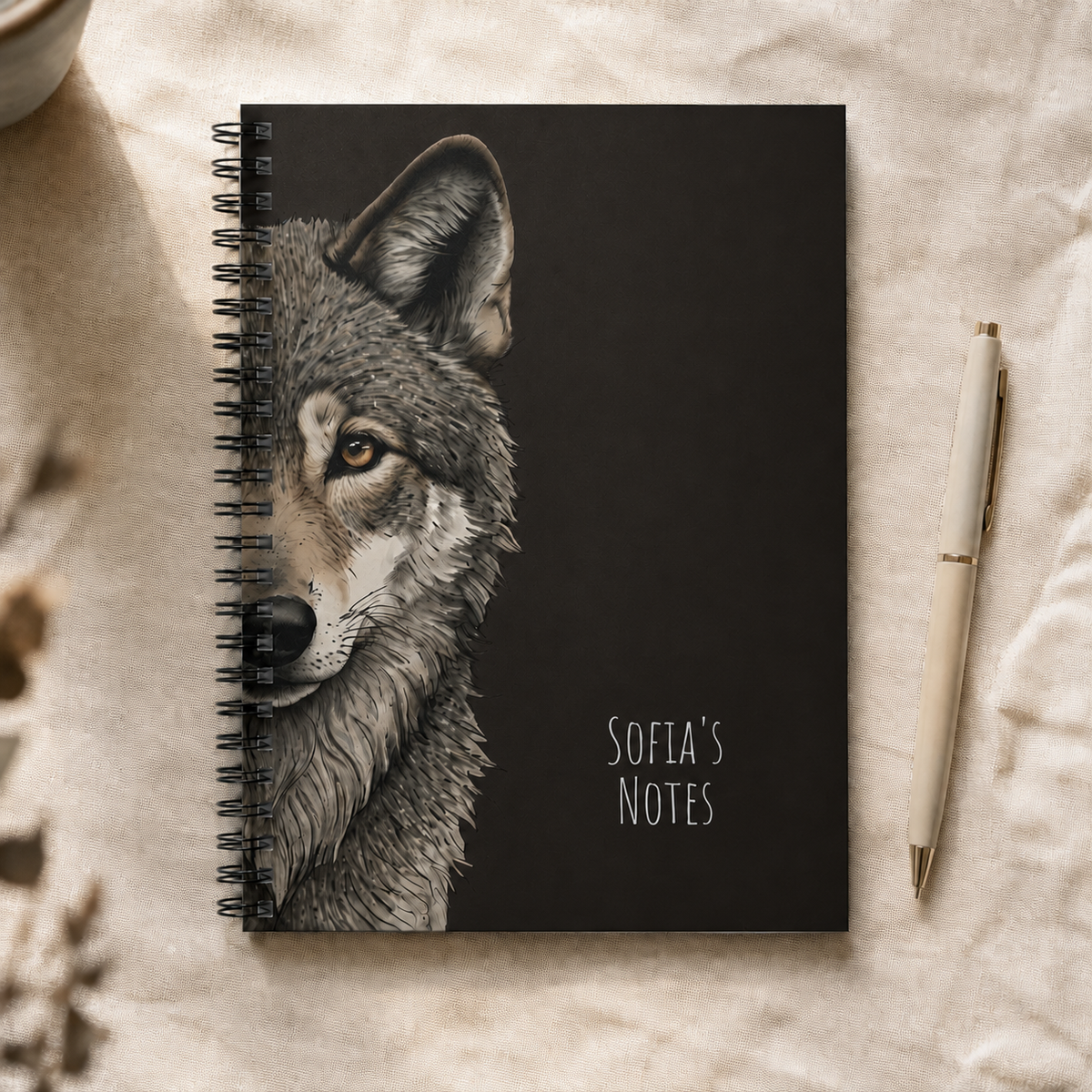 Personalized Black Wolf Journal
