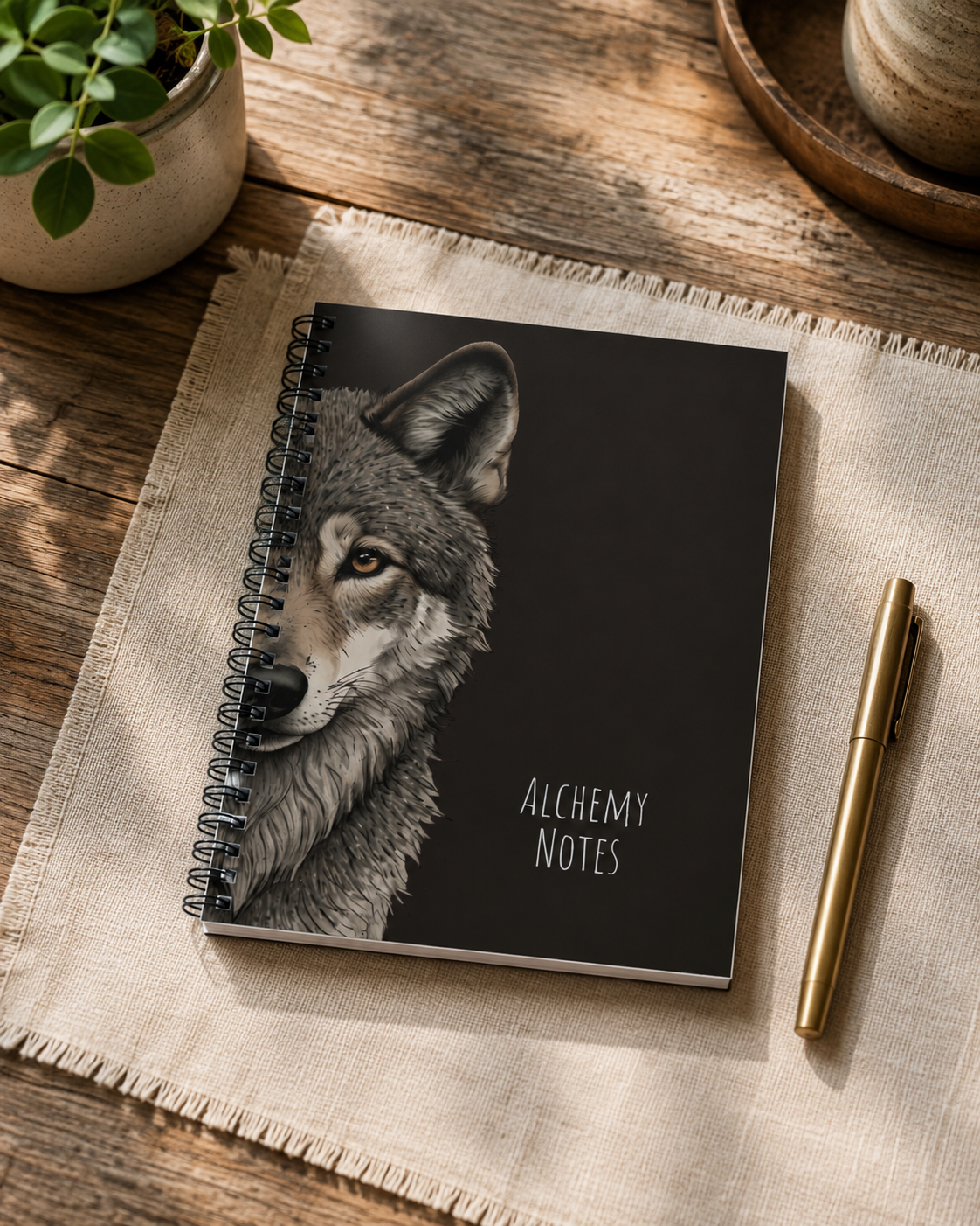 Personalized Black Wolf Journal