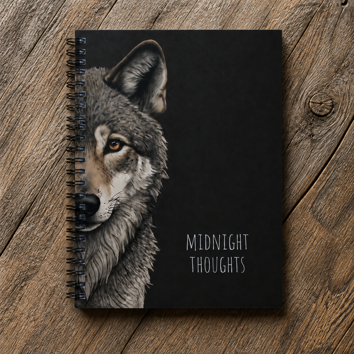 Personalized Black Wolf Journal