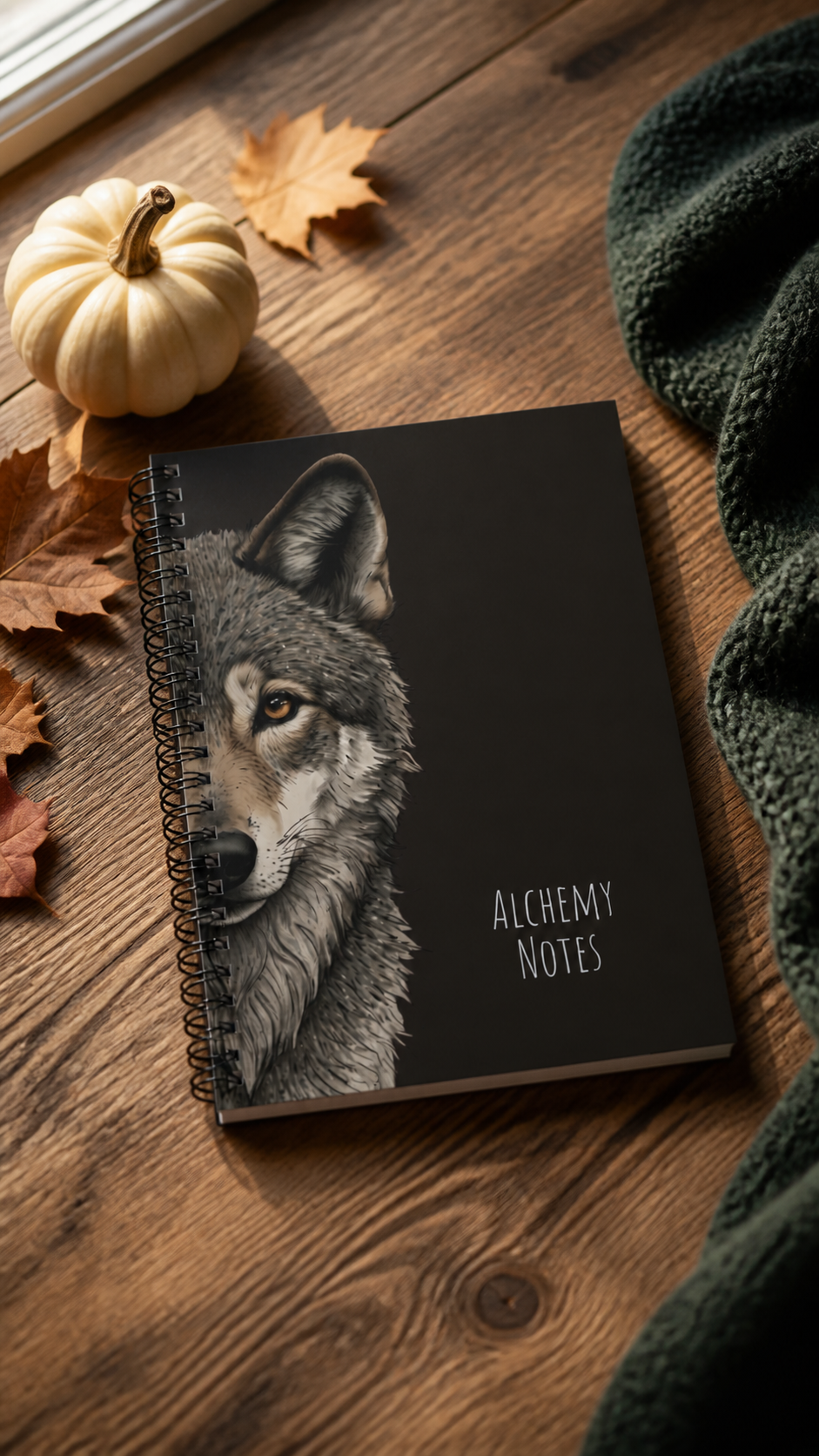 Personalized Black Wolf Journal