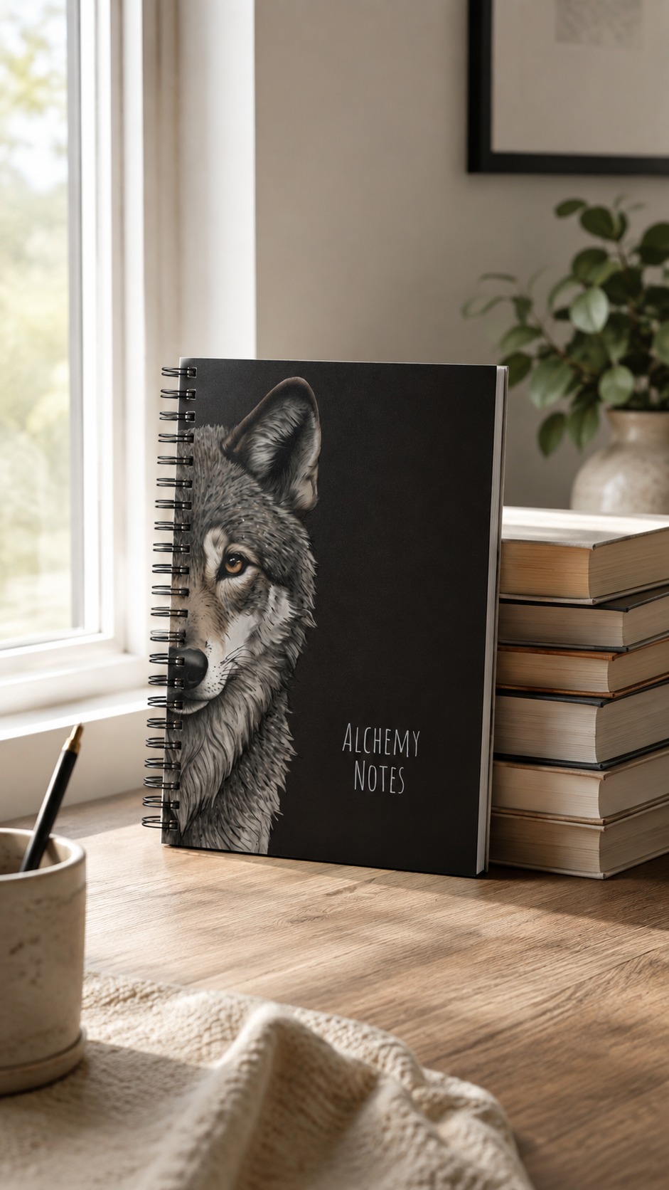 Personalized Black Wolf Journal
