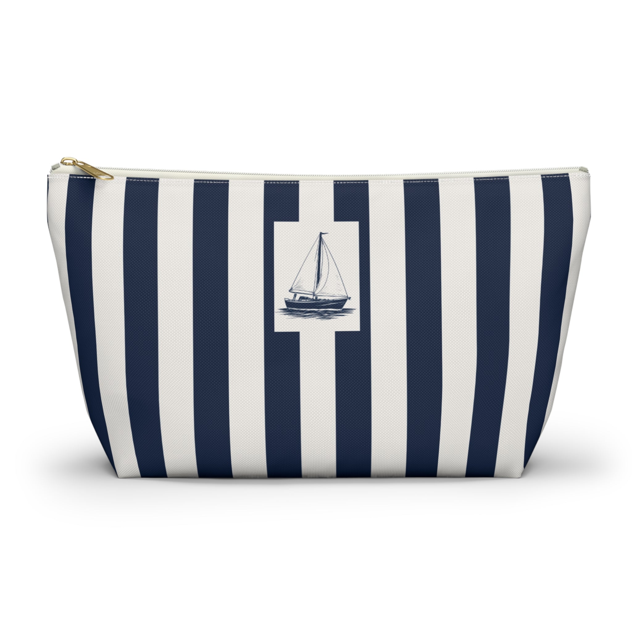 Capri Sailboat Stripe Accessory Pouch, Nautical Italian Travel Gift, Euro Summer Vacation Bag