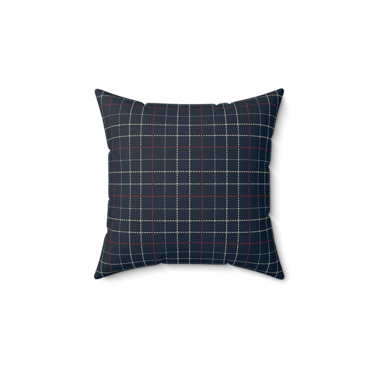 Navy Plaid and Autumn Leaves Reversible Throw Pillow