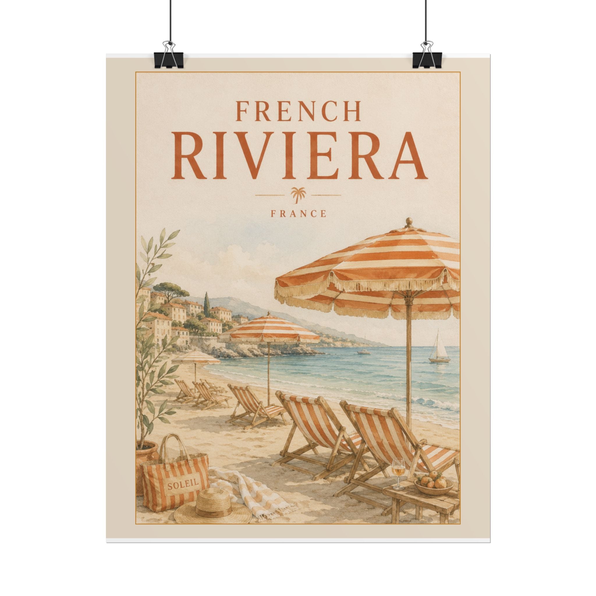 French Riviera Vintage Travel Poster