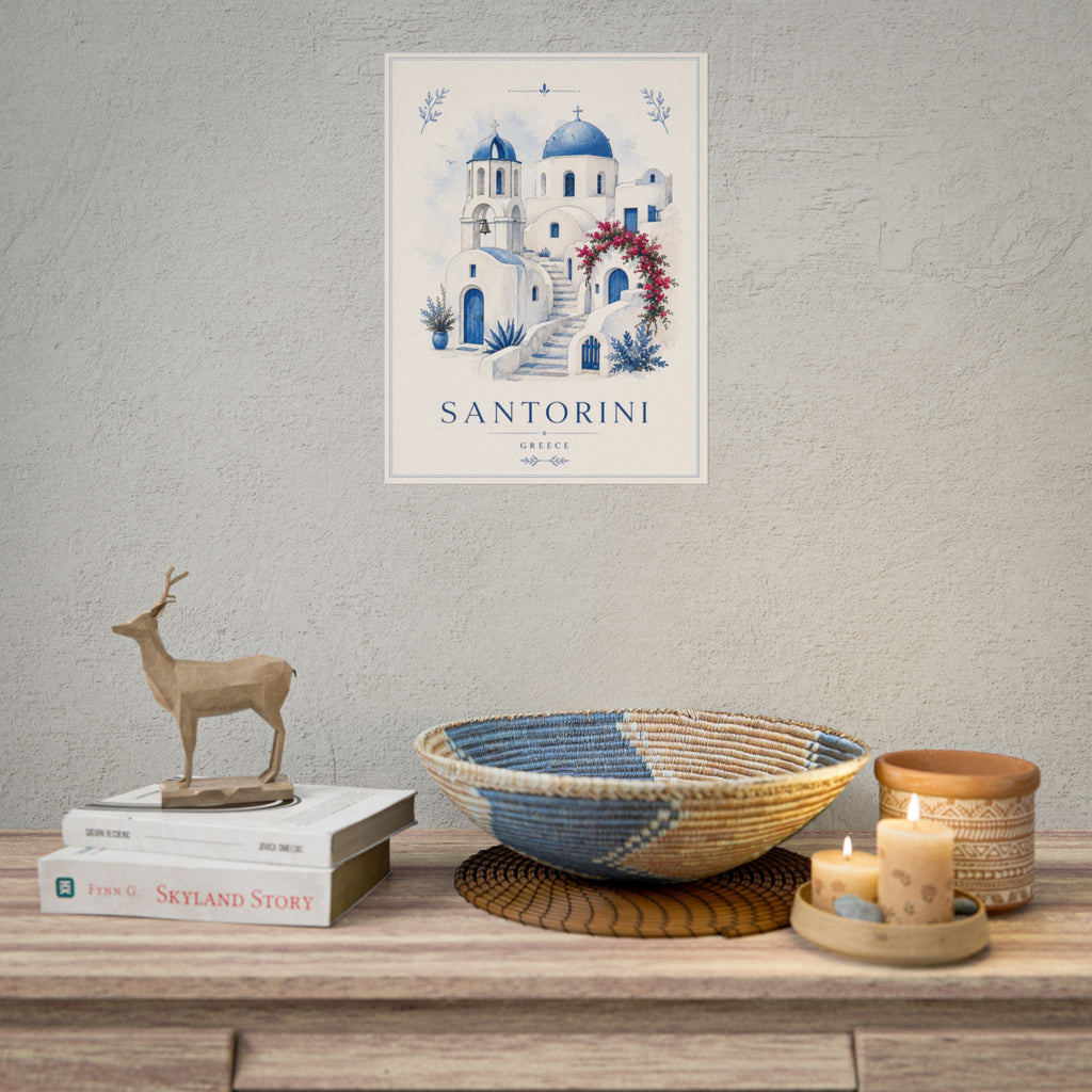 Santorini Travel Poster Print