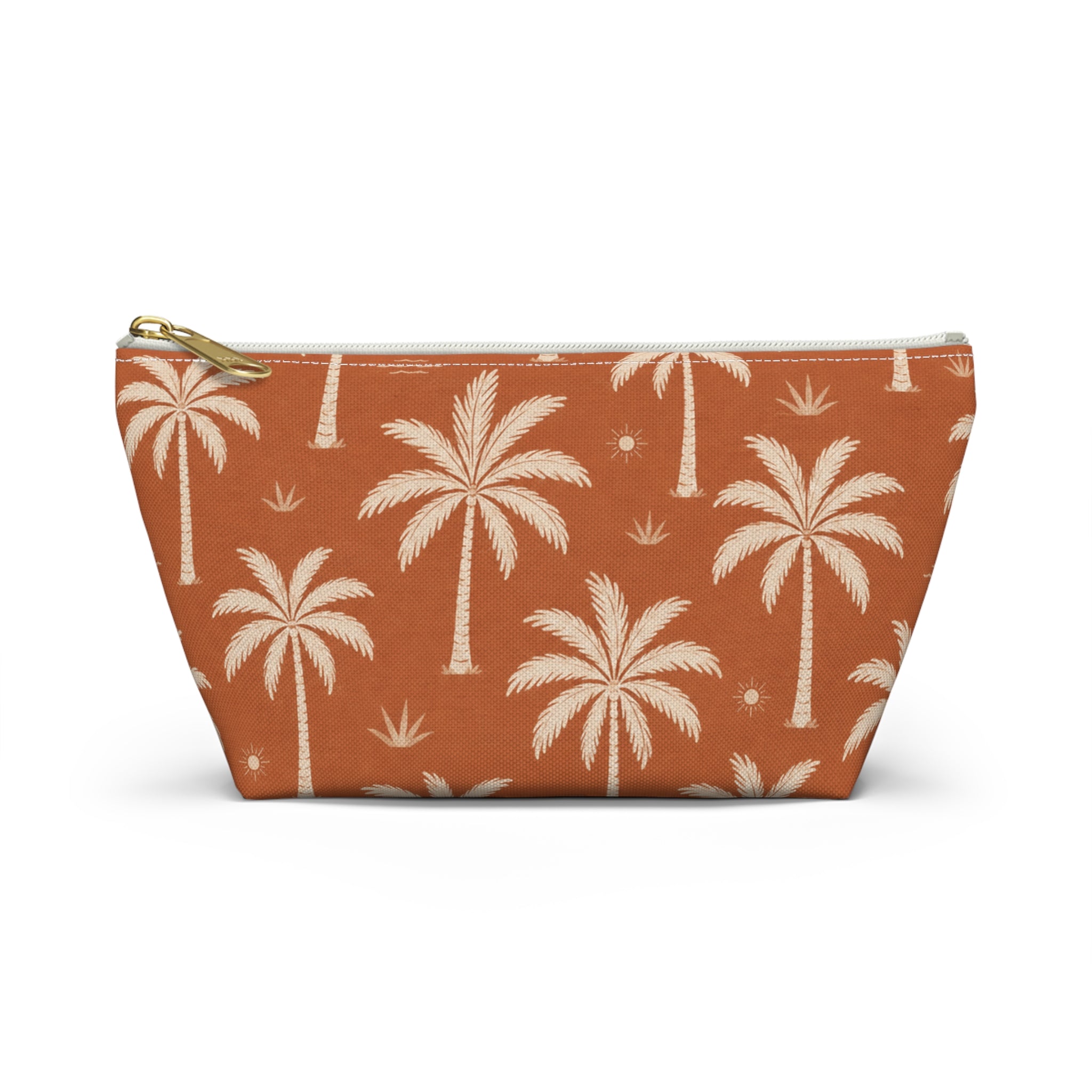 Tropical Palm Terracotta Cosmetic Travel Pouch - French Riviera