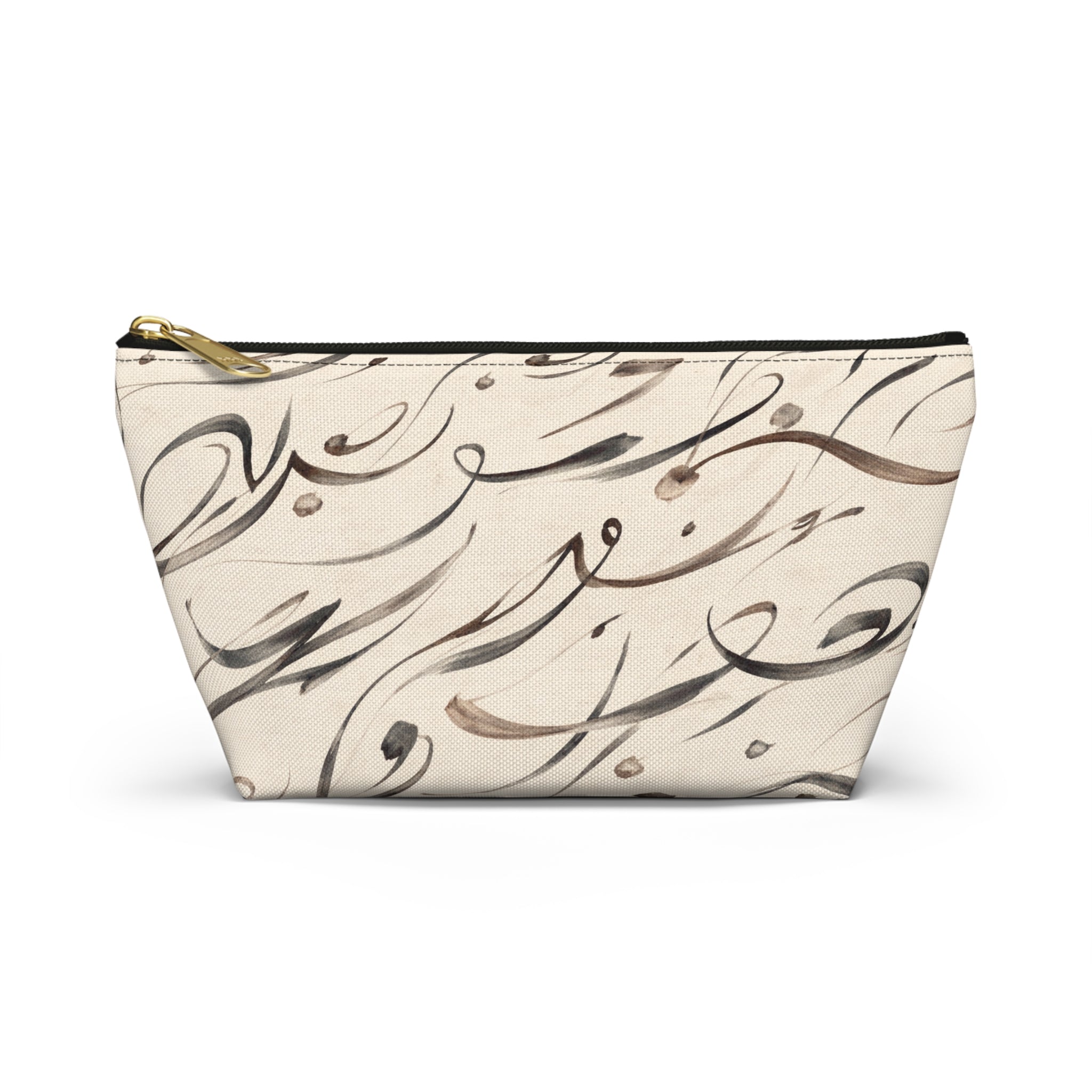 Modern Mediterranean Accessory Pouch | Neutral Cosmetic Travel Bag | Geometric Ink Brush Artist Bag