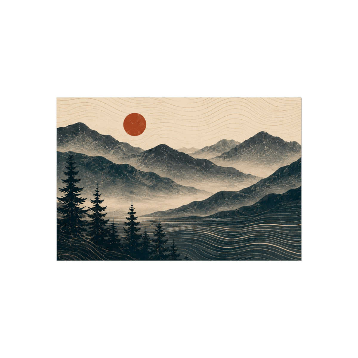 Minimalist Mountain Sunset Art Print