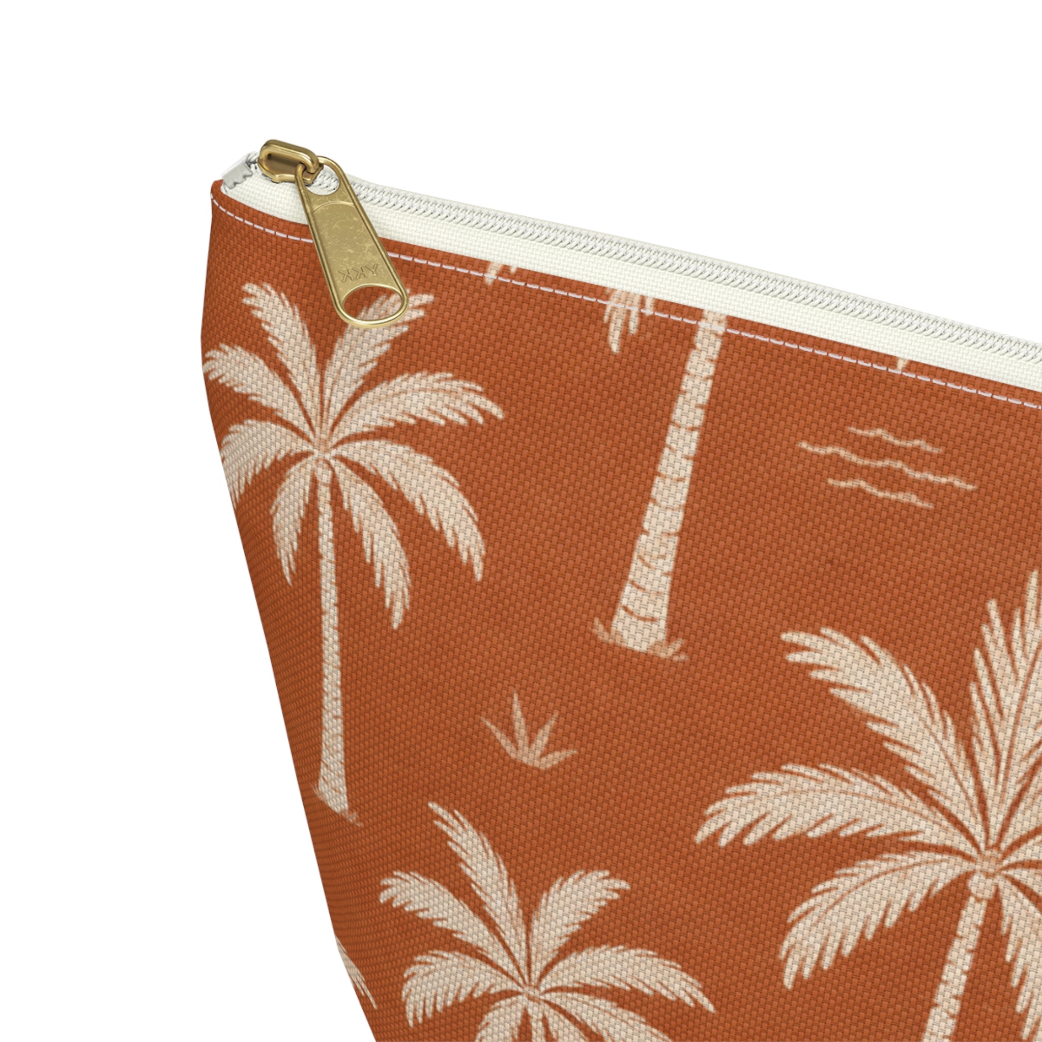 Tropical Palm Terracotta Cosmetic Travel Pouch - French Riviera